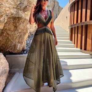 Asymmetrical Olive Dress